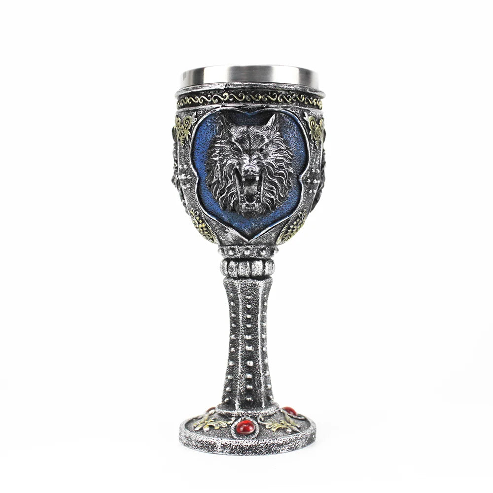 Gothic Wine Goblet Contain Dragon Claw Viking Skeleton Retro Stainless Steel&Resin Wine Glass BEST Halloween Gifts Bar Drinkware