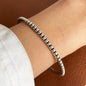 100% Solid 925 Sterling Silver Metal Bracelet for Women Vintage Handmade Simple Retro Black Stone Bracelet Birthday Gift Party