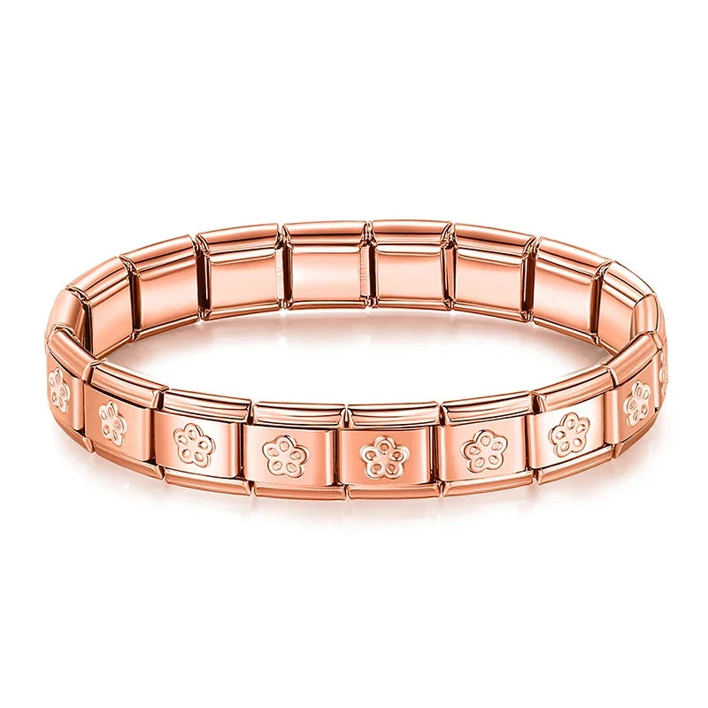 Hapiship 2024 Women's Jewelry 9mm Width Itanlian Elastic Star Heart Butterfly Charm Bracelet Fashion Stainless Steel Bangle ST-
