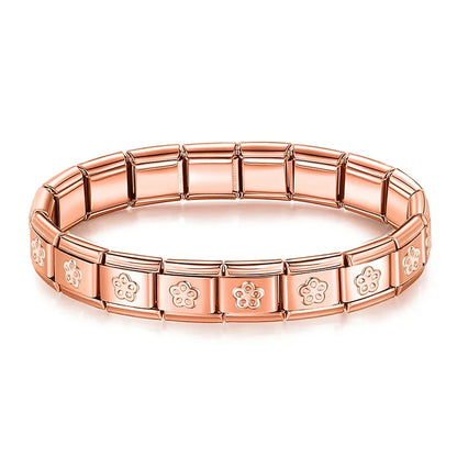 Hapiship 2024 Women's Jewelry 9mm Width Itanlian Elastic Star Heart Butterfly Charm Bracelet Fashion Stainless Steel Bangle ST-