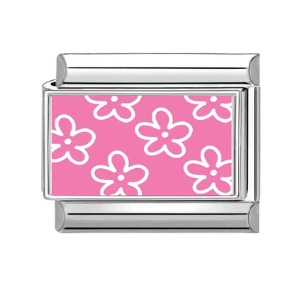 Wholesale Sweet Pink Series Stars Heart Flowers Butterfly Italian Link Fit 9mm Stainless Steel Bracelet Making DIY Charm Jewelry