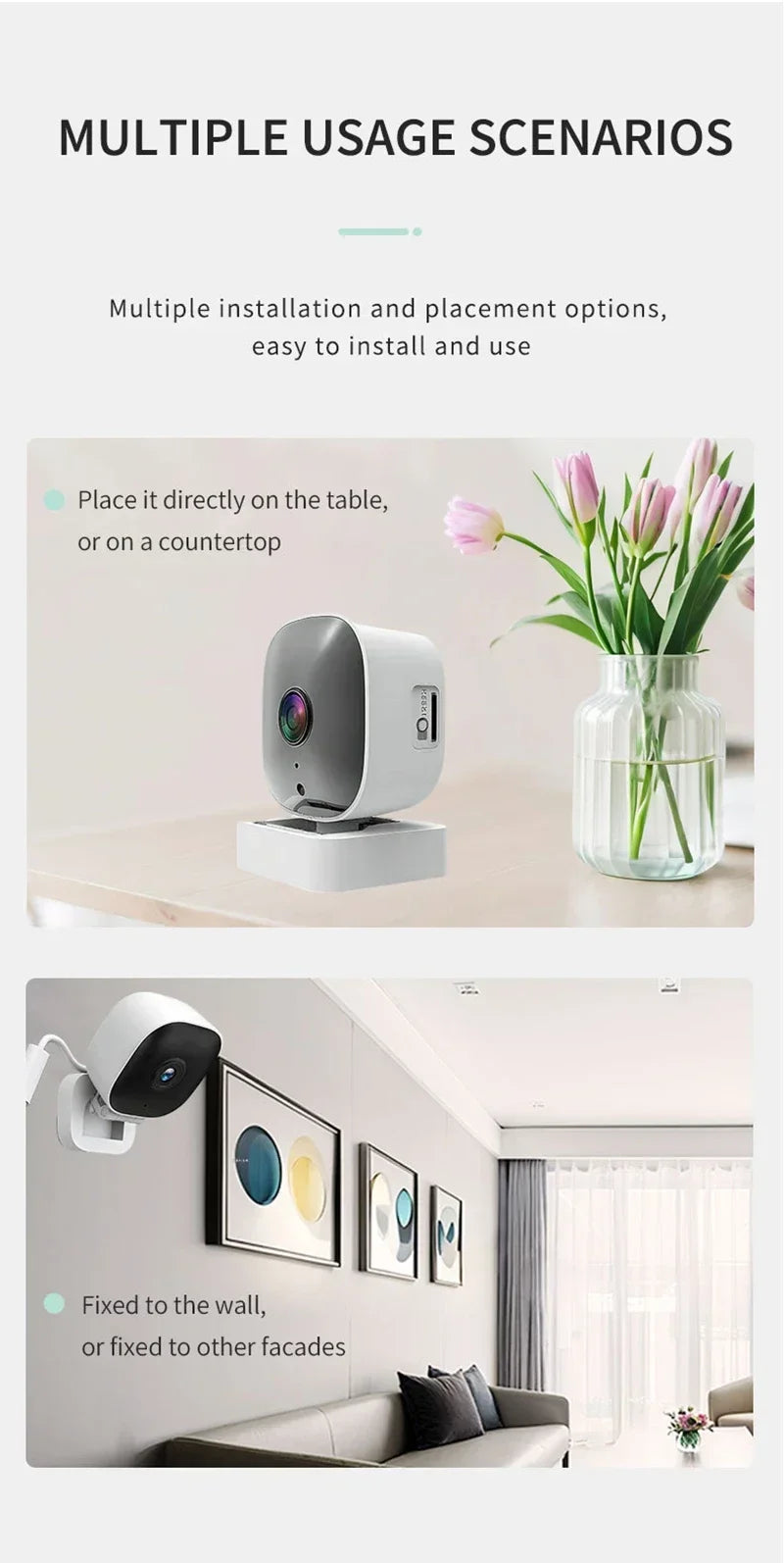 Mini Window Camera Replaces Outdoor Cameras 2.4/5GHz WiFi Camera 3MP Resolution Full-Color Night Vision Through Window Camera