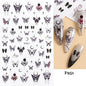 Black and White Love Flowers Line Art 3D Stickers Nail Decals Nail Art Accessories Butterfly Rose Nail Stickers Nail Sliders