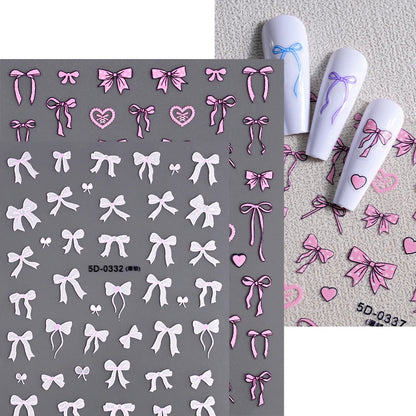 2Sheets French Gradient Line Nail Art Stickers 3D Self-Adhesive White+Black Slider Design Stencil Manicure Guides DIY Nail Decor