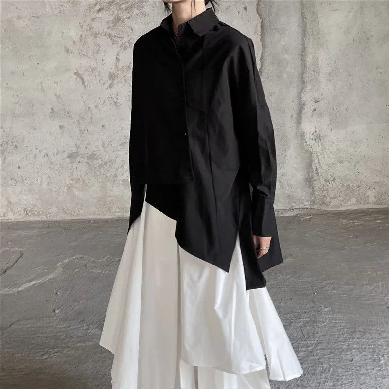 Women Black Skirts Japanese Gothic Irregular High Waist Pleated Skirt Pants for Women Vintage Cargo Skirts Female Clothes Ladies