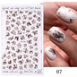 Black and White Love Flowers Line Art 3D Stickers Nail Decals Nail Art Accessories Butterfly Rose Nail Stickers Nail Sliders