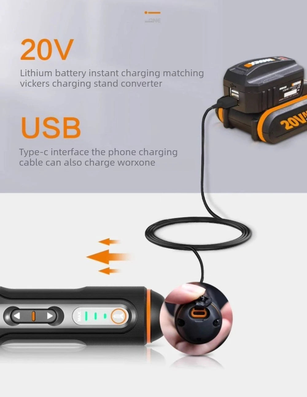 WORX WX240 Electric Screwdriver Rechargeable Electric Screw Driver 24 Bits Kits Mini Drill Power Tool Home Maintenance Repair