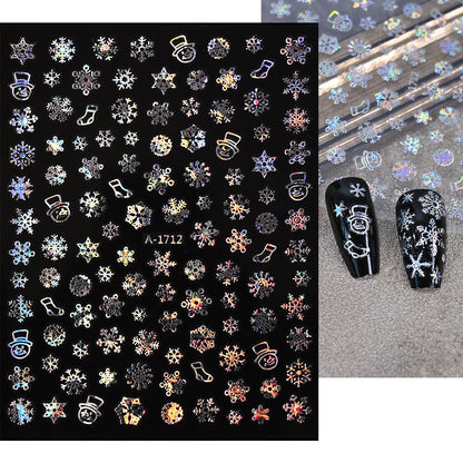 1sheet 3D White Snowflakes Nail Stickers for Christmas Winter Snow Flower Self-adhesive Nail Art Decals DIY Manicure Decorations