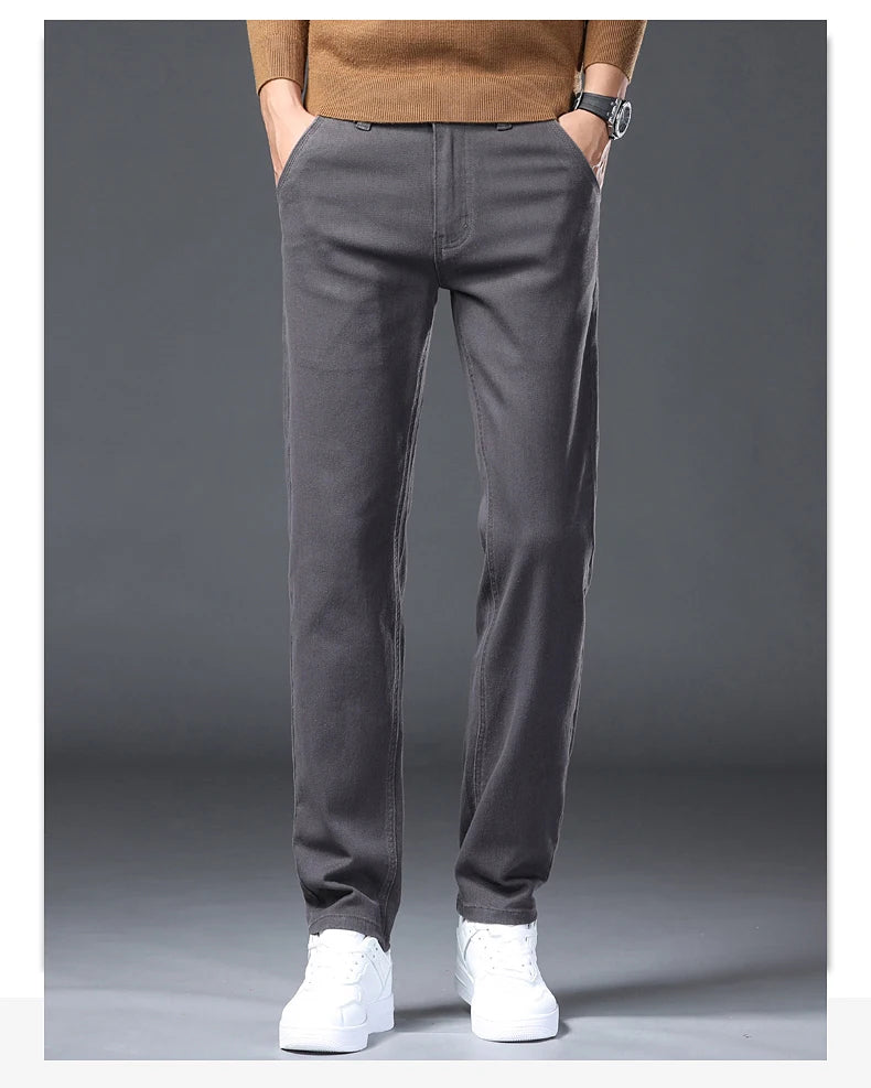 Classic Style 3 Colors Autumn Men's Slim Brown Jeans High Quality Business Casual High Stretch Denim Pants Male Brand Trousers