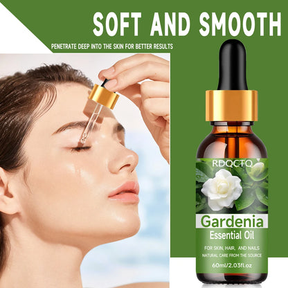 Natural Gardenia Essential Oil for Skin, Hair & Nail Care: Pure Floral Moisturizing Oil with Dropper 40/60ml