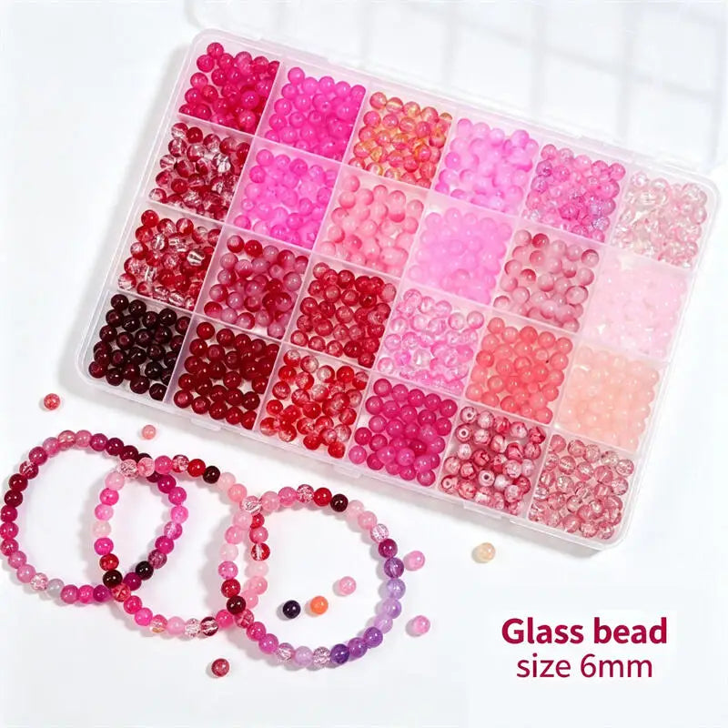 Kids' Beads and Jewelry Making Kit Necklace Bracelet Diy Beads 6mm Glass Beads Loose Beads Bracelet Jewelry Accessories Toys Kid
