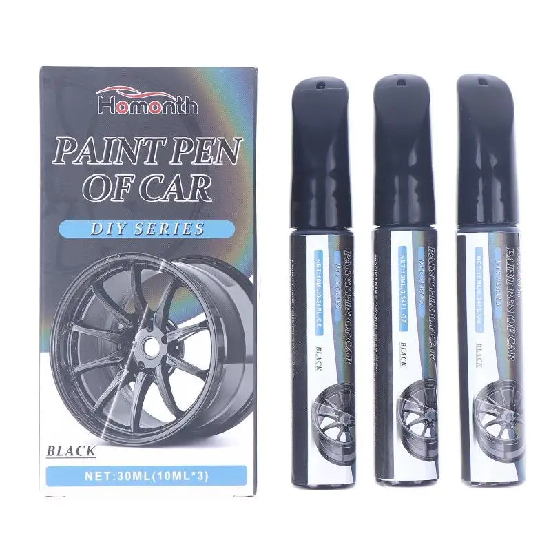 3Pcs/Black Wheel Scratch Repair Paint Marker Touch Up Pen for Car Alloy Rims Metal Surface Chip Mark Cleaner Tool