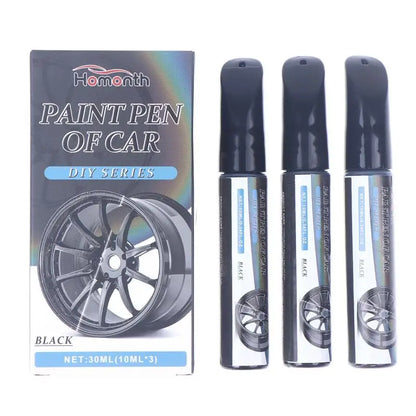 3Pcs/Black Wheel Scratch Repair Paint Marker Touch Up Pen for Car Alloy Rims Metal Surface Chip Mark Cleaner Tool