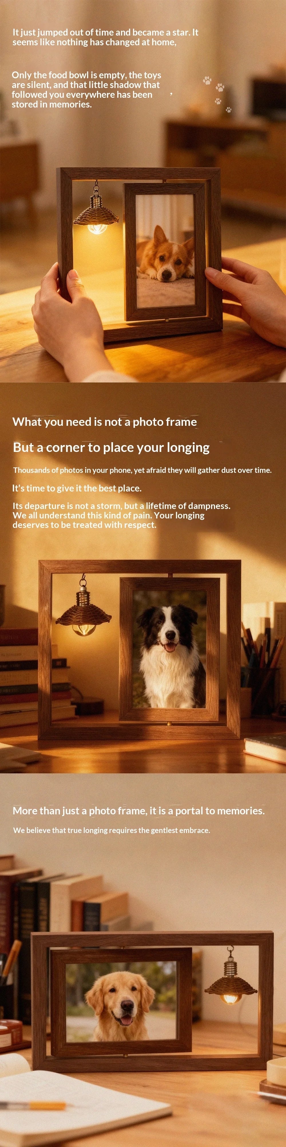 Pet Memorial Frame Custom Photo Keepsake CatDog Hair Collectible Memory Display Table Personalized Remembrance Pet Loss Souvenir