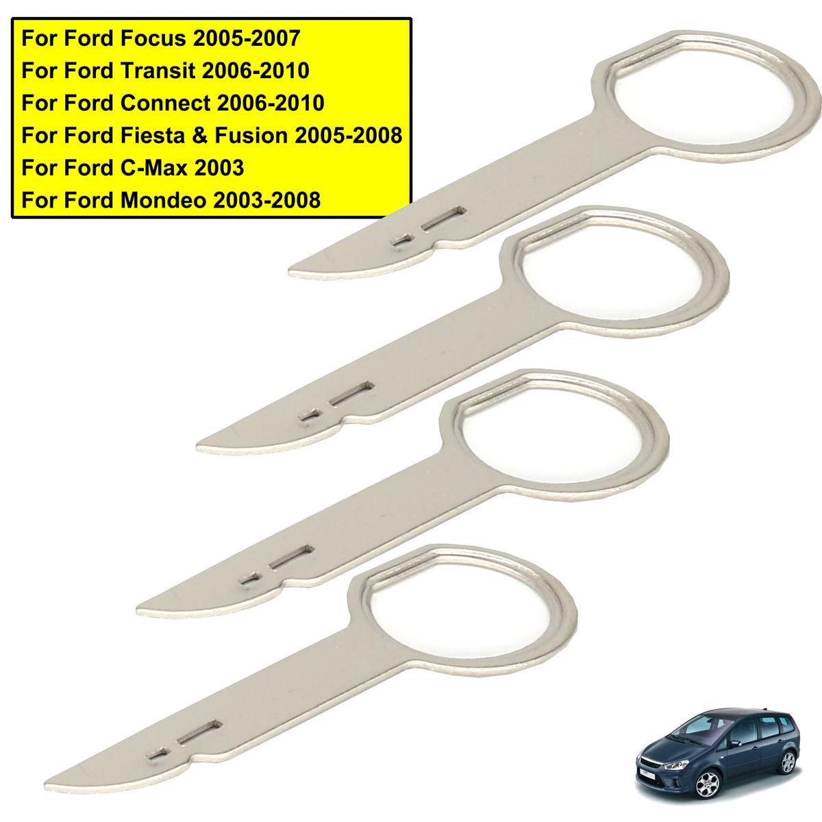 2 Pair Radio CD Stereo Removal Key Release Pin Extractor For Ford Focus Mondeo C-Max Fiesta Transit Car Extraction Install Tools