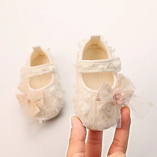 Baby Girl Princess Bow Flats Shoes Infants Petal Walker Crib Shoes for Newborn Infants Cute Soft Soles First Walkers