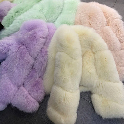 YOLOAgain Women's Natural Fox Fur Jacket 2025 Winter Warm Luxury Real Fox Fur Coat
