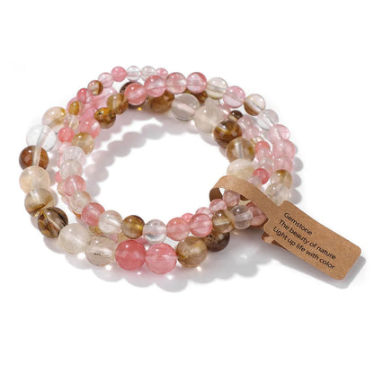 3pcs/set Natural Stone Beads Bracelet For Women Men 4 6 8 MM Indian Moss Agates Rhodonite Quartzs Jewelry Bracelet Gift Fashion