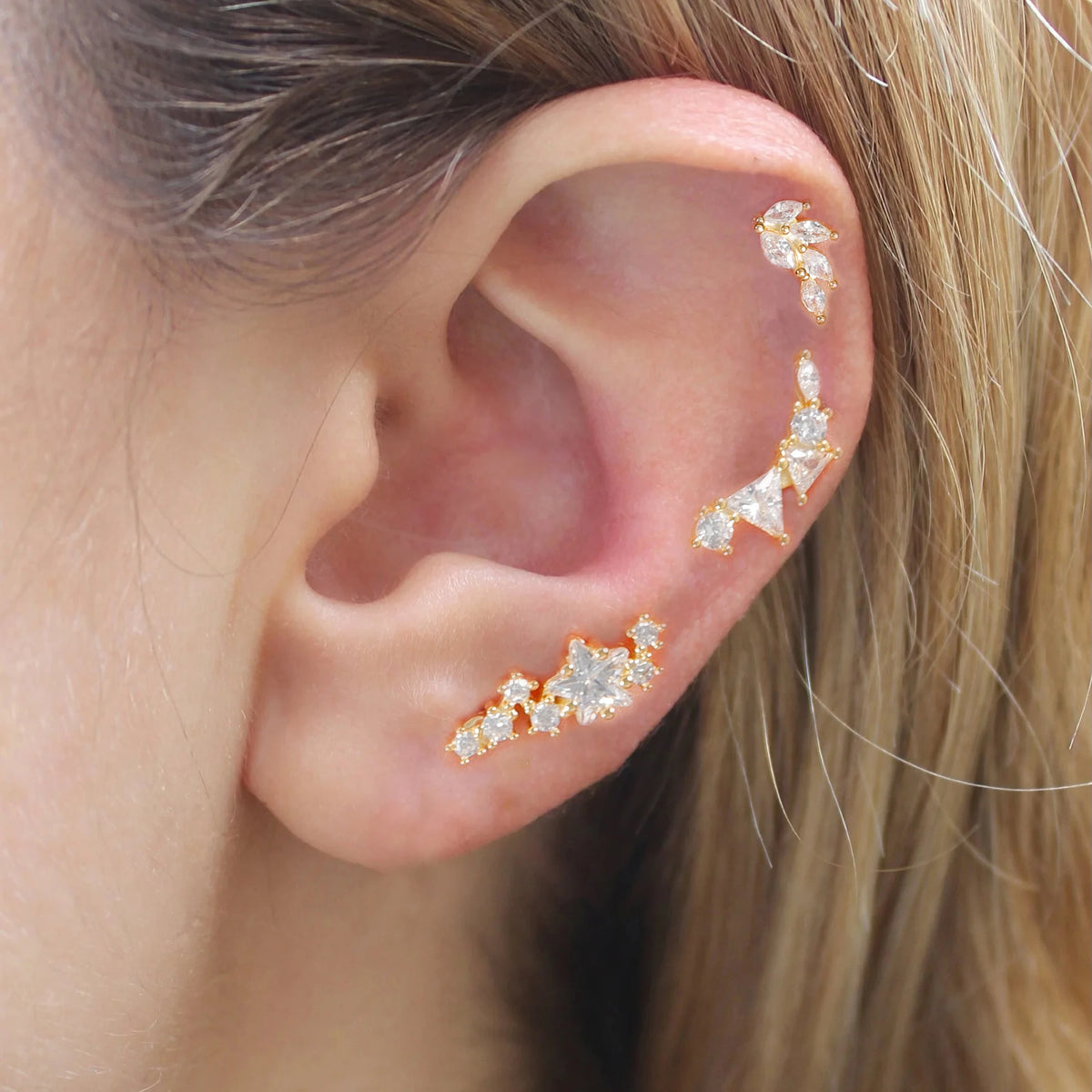 1PC 316L Stainless Steel Geometry Stud Earrings For Women Fashion Star Moon Lobe Daith Helix Cartilage Earring Piercing Jewelry