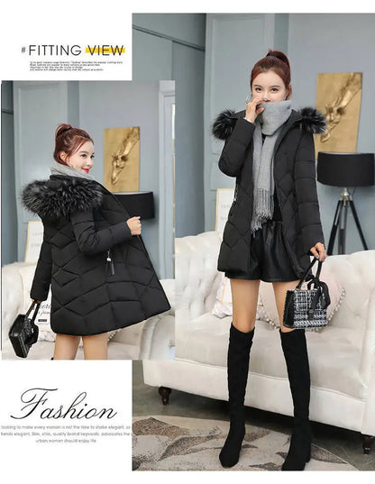 Winter New Fashion Long Cotton-padded Coat Womens Casual Hooded Parkas Womens Winter Jacket Coat Down Jacket Female
