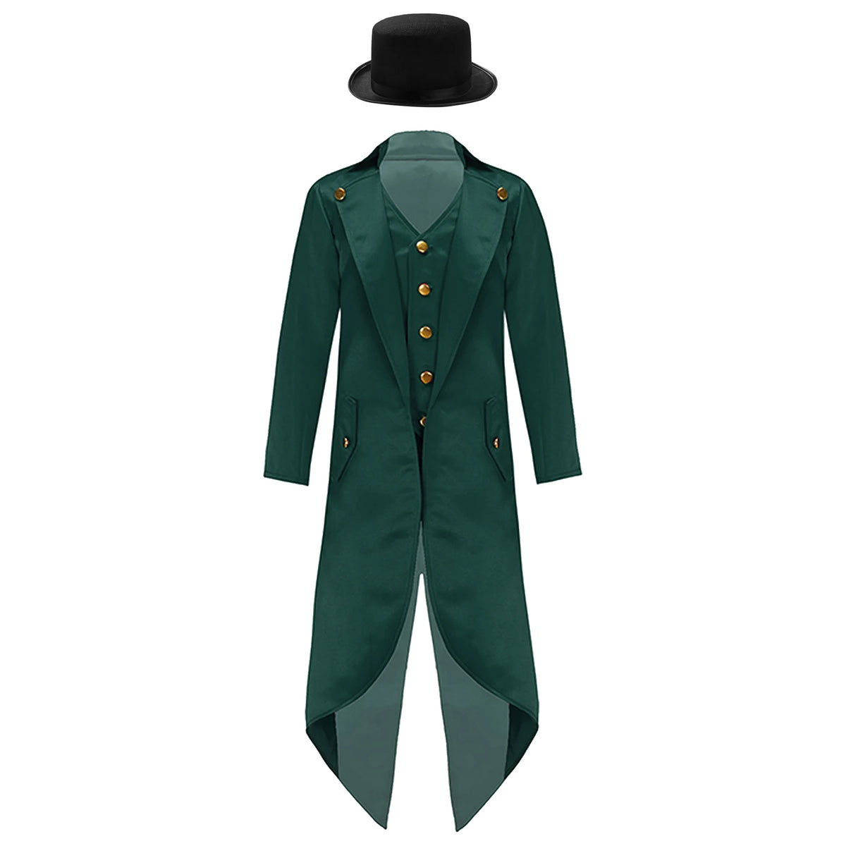 Kids Boys Vintage Steampunk Tailcoat Jacket Halloween Costume Gothic Medieval Clothes Court Uniform Magician Ringmaster Cosplay
