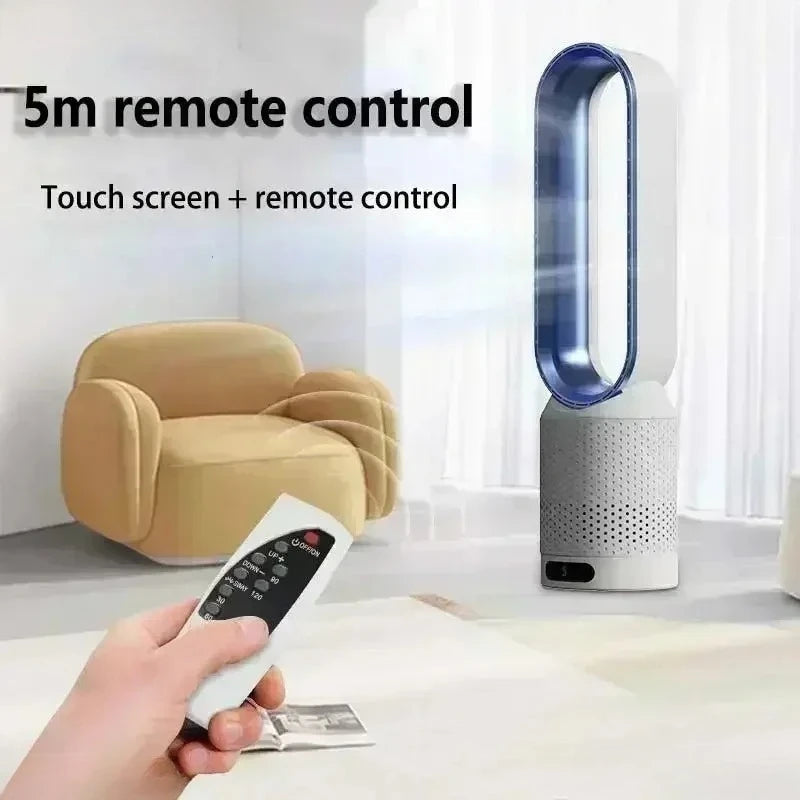 Cooling & Heating Bladeless Fan  Timer Remote Control 8 Wind Speed Home Silent Air Conditioner Heater LED Display