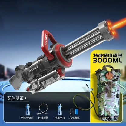2025 The Strongest Gatling Electric Water Gun Toy, Summer Beach Pool Battle Light Shooting Water Gun Boy Adult Children Gifts