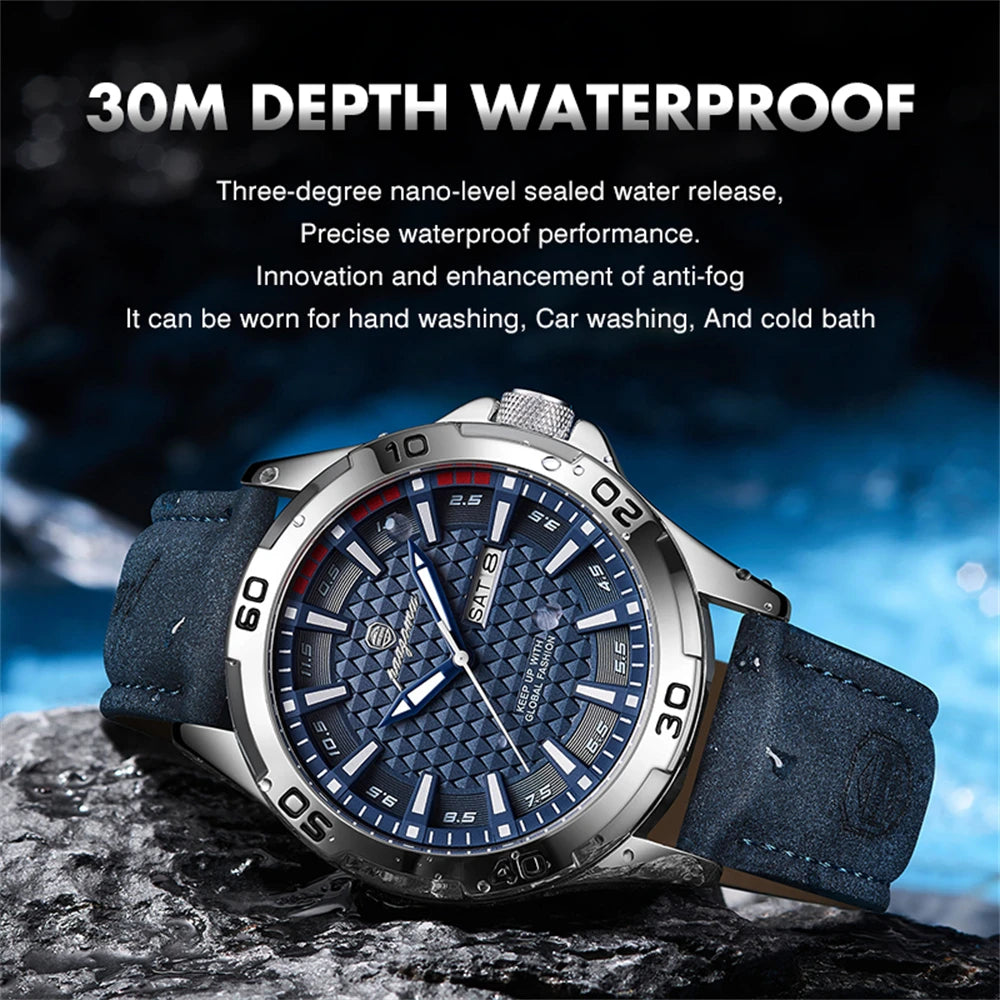 PAAZOMU Man Luxury Brand Watch Waterproof Luminous Date Week Men's Quartz Wristwatch Stainless Steel Fashion Sports Men Watches