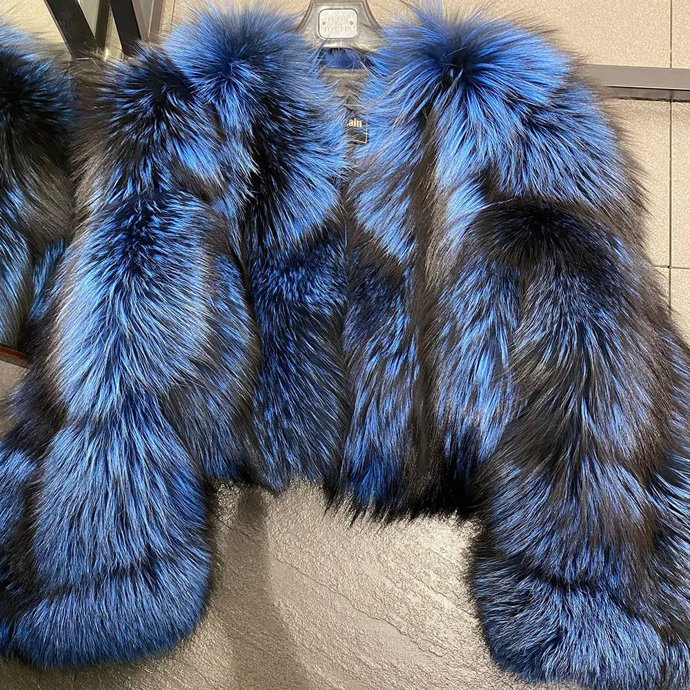 YOLOAgain Women's Natural Fox Fur Jacket 2025 Winter Warm Luxury Real Fox Fur Coat