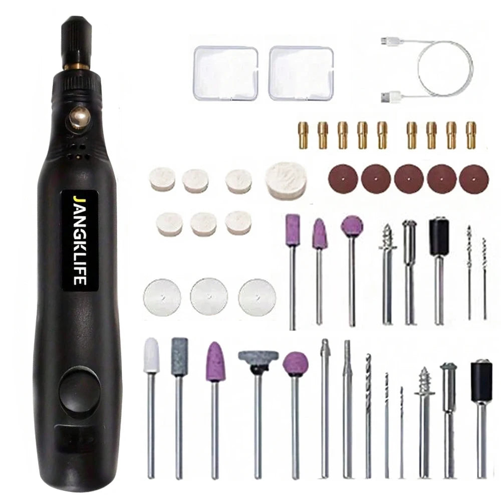 JANGKLIFE USB Cordless Rotary Tool Kit Woodworking Engraving Pen DIY For Jewelry Metal Glass Mini Wireless Drill