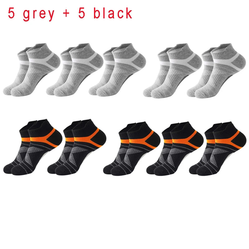 5 Pairs High Quality Socks Men Summer Outdoor Casual Cotton Socks Short Breathable Black Ankle Socks Run Sports Socks Size 38-45