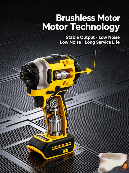 Professional Compact Brushless Impact Driver High Torque Rechargeable Power Screwdriver DIY Carpentry Construction Tool