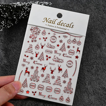 Winter Christmas Atmosphere Nail Stickers Snowman Snowflake Wapiti Self-adhesive High Quality Cute Nail Stickers Nail Art Deco