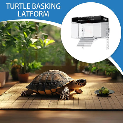 Over Tank Turtle Basking Land Pet Turtle Tank Basking Dock with Lid Reptile Resting Land Aquatic Turtle Basking Platform