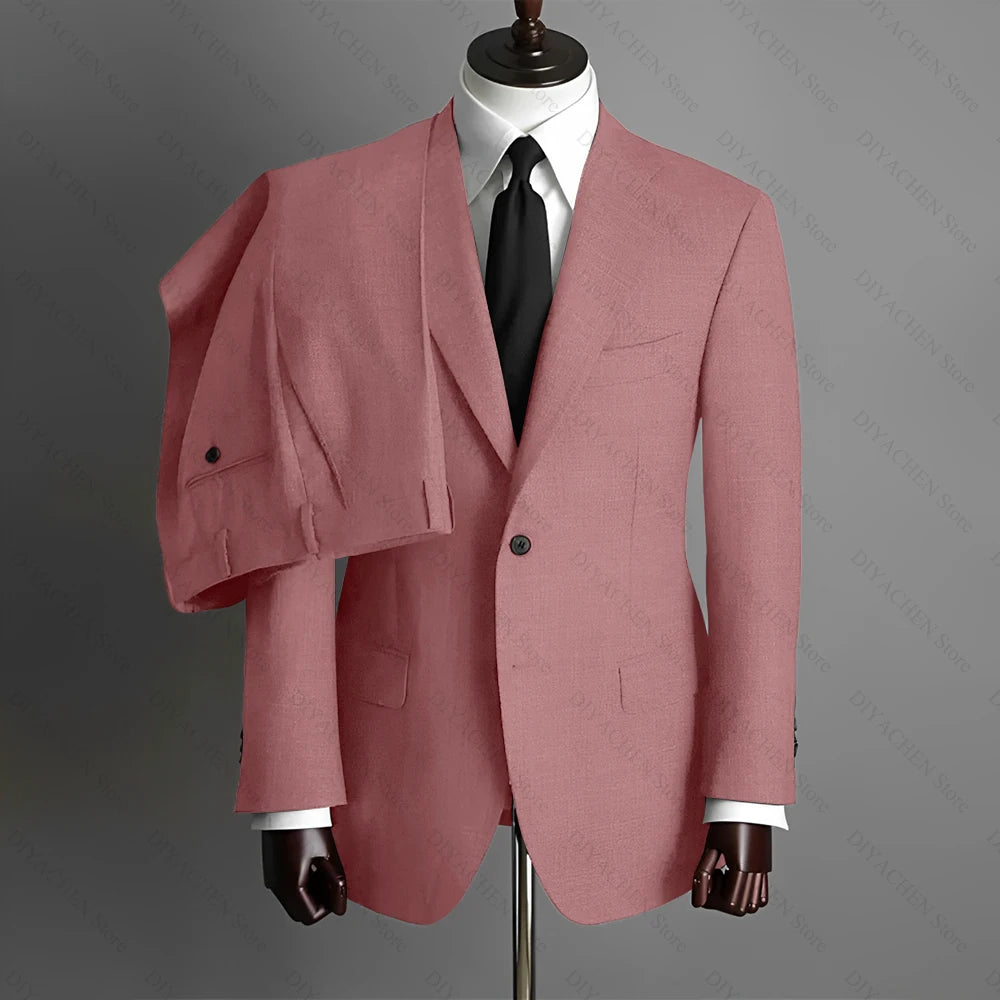 Fashion Gray Men Suits High-end Single Breasted Wedding Tuxedo Business Casual Office Male Suit Slim 2 Piece (Blazer+Pants)