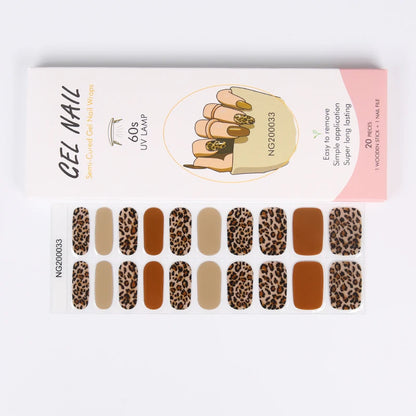 20/22Tips UV Semi cured Gel Nail Stickers Waterproof Long Lasting Full Gel Nail Wraps Press On Nail Decal DIY Manicure