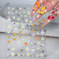 5D Pink Blue Floral Nail Art Stickers Petals Leaf Plant Embossed Nail Decals Spring Summer Flower Design for DIY Nail Supplies