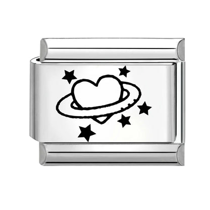 Laser Engraving Cute Cartoon Black Playing Cats Italian Charm Links Fit 9mm Stainless Steel Bracelet Men Women DIY Making Gifts