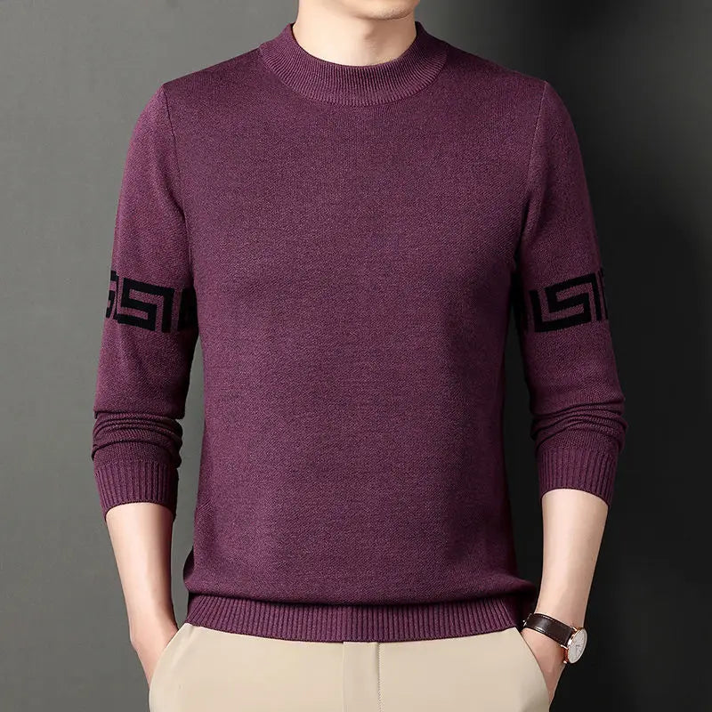 Autumn Winter New Men V-neck Pullover Sweaters Plaid Casual Korean Clothing Tees Fashion Slim Long Sleeve Bottoming Knitted Tops