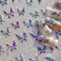Shiny Jelly Butterfly Charming Golden Gradient Bowknot 5D Self Adhesive Nail Art Sticker Flower Petal Rhinestone Manicure Decals