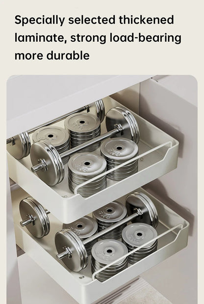 Kitchen Storage Box with Sliding Rail Pull-out Cabinet Storage Rack Spice Pantry Shelves Drawer Kitchen Organizer Basket