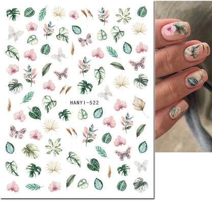 3d Nail Art Decals Elegant White RoyalBlue Roses Flowers Adhesive Sliders Nail Stickers Decoration For Nail Manicure