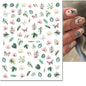3d Nail Art Decals Watercolor Florals Purple Green Pink Flowers Leafs Fruit Adhesive Sliders Nail Stickers For Manicure