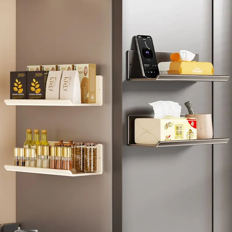 Magnetic Kitchen Refrigerator Storage Rack Without Punching Wall-mounted Condiments Spice Shelf Household Organizer