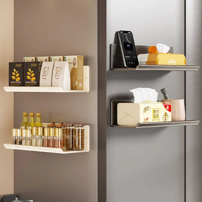 Magnetic Kitchen Refrigerator Storage Rack Without Punching Wall-mounted Condiments Spice Shelf Household Organizer