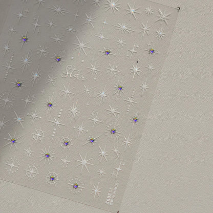 Gold Silver Starlight Laser Pink Colorful Glitter Star Bronzing Rhinestones Relief Nail Art Decorations Stickers Manicure Decals