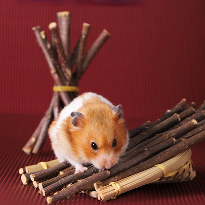Hamster Molar Stick Toys Sweet Bamboo Stick Apple Twig Rabbit Dutch Pig Chewing Twig Nibble Small Pet Toy Dried Molar Toys 50g