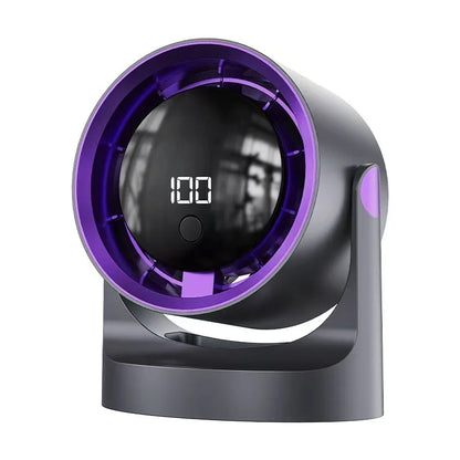 Desktop Fan Low-noise and Silent 100-speed Adjustable LED Display, Large-capacity Mini Desktop Wall-mounted Fan 1800mah