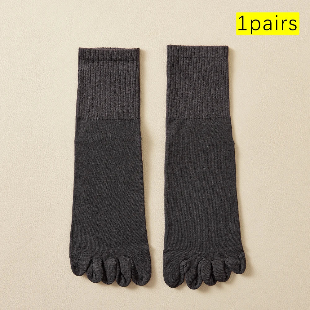 Hot Sale Men's Cotton Toe Socks Moisture-Wicking Odor Control Seamless Toe Design Long Crew Socks for Sports Daily Wear
