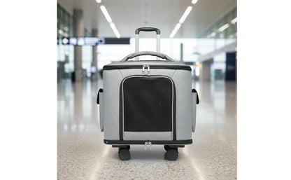 Rolling Pet Carrier Quiet Wheels Feline Carrier Suitcase Feline Travel Bag Large Capacity Portable for Outdoor